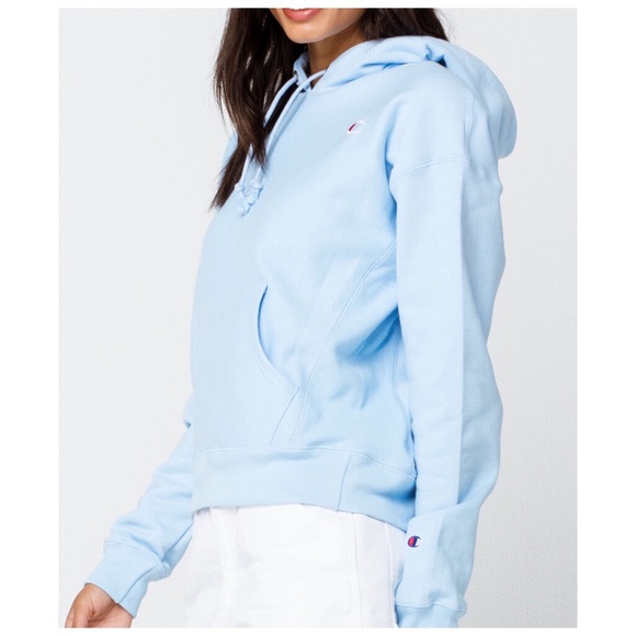 CHAMPION Reverse Weave Woman’s Light Blue Hoodie - Size Medium - Picture 12 of 13